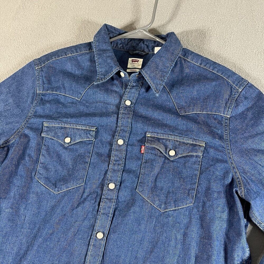 Levi's Blue Button Down Denim Shirt - image 2